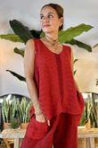 Made in Italy Benji Linen Panel Wave Vest Chilli Pepper /11 = ** 